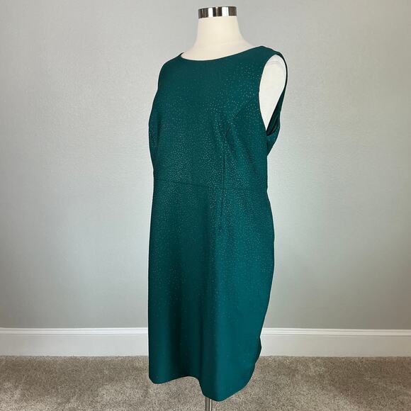 Calvin Klein Sequined Sleeveless Sheath Scoop Neck Cocktail Dress Green Size 22W - Picture 4 of 13